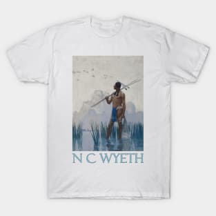 Indian Brave Fishing by N C Wyeth T-Shirt